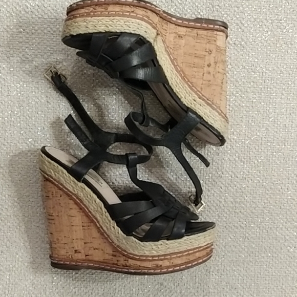 Steve Madden Size 6 Wedges Leather & Cork - Picture 1 of 4
